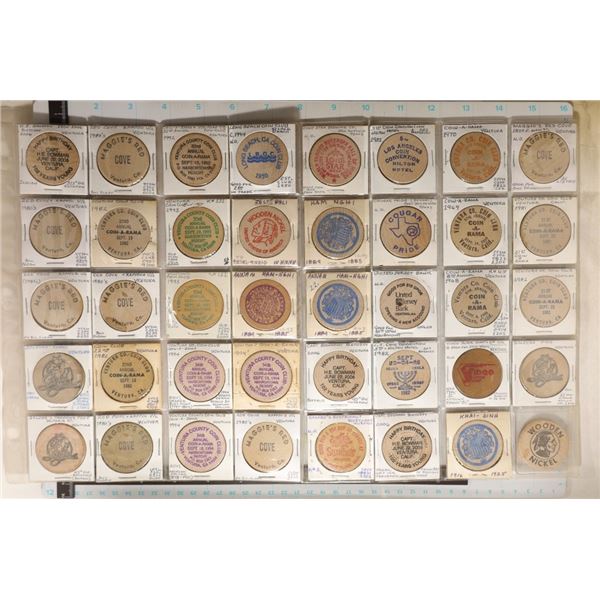 40-WOODEN NICKELS: MAGGIES RED COVE, SALZERS,