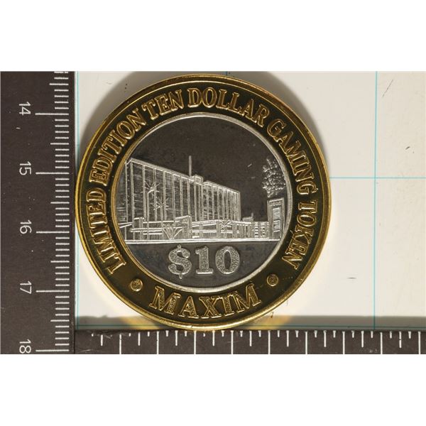 CASINO $10 SILVER TOKEN (UNC) MAXIM HOTEL & CASINO