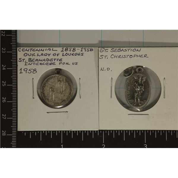 2 RELIGIOUS PENDANTS: ST. SEBASTION / ST.