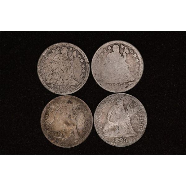 1853, 54, 56 & 1890 SILVER SEATED LIBERTY DIMES