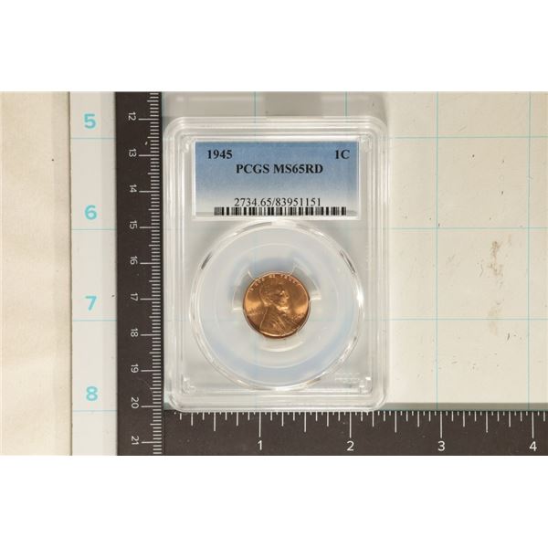 1945 LINCOLN WHEAT CENT PCGS MS65RD