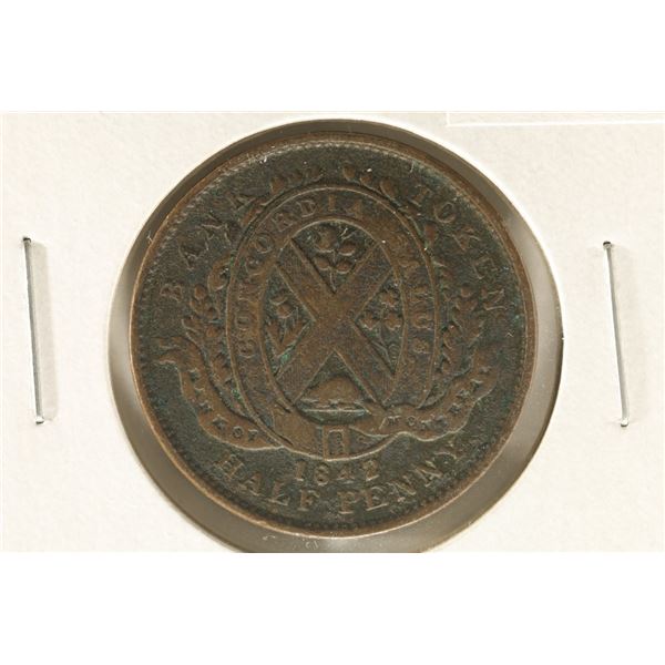 1842 BANK OF MONTREAL HALF PENNY BANK TOKEN