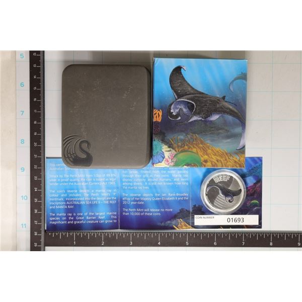 1/2 OZ. .999 SILVER AUSTRALIA SEA LIFE II MANTA
