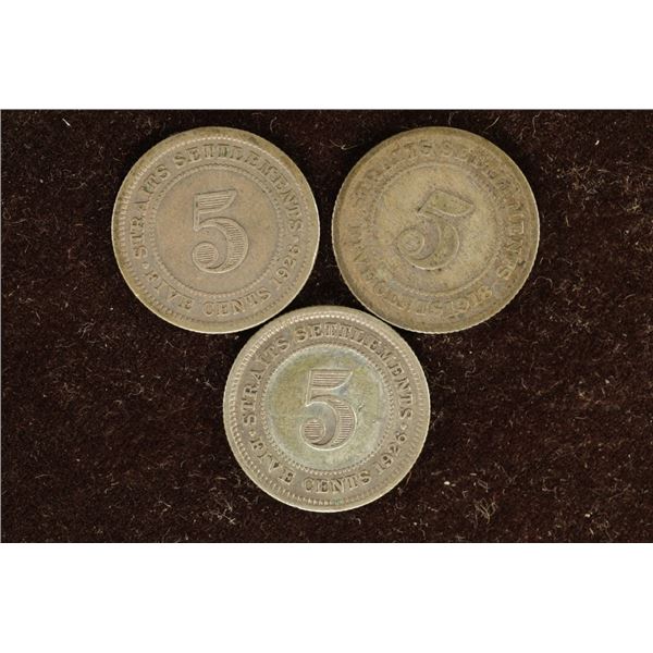 3-STRAITS SETTLEMENTS SILVER 5 CENTS ..0699