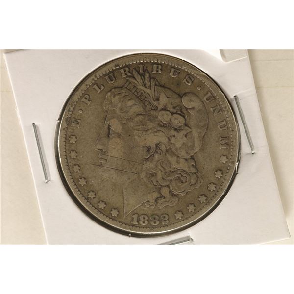 1882 MORGAN SILVER DOLLAR OBVERSE SCRATCHED