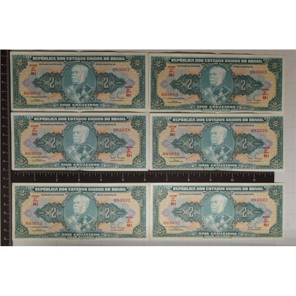 6-BRASIL 2 CRUZEIROS CU: 3 SETS OF 2 WITH