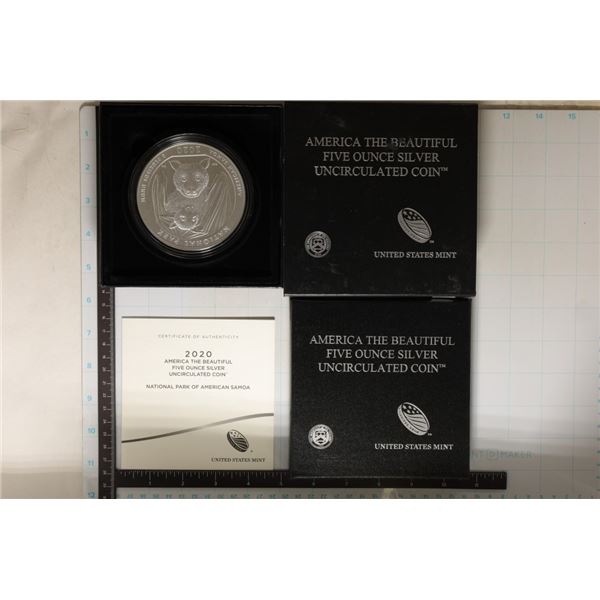 2020-P N.P. OF AMERICAN SAMOA 5 OZ. SILVER QUARTER