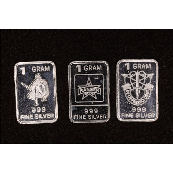 3-1 GRAM .999 FINE SILVER MILITARY THEMED PF BARS