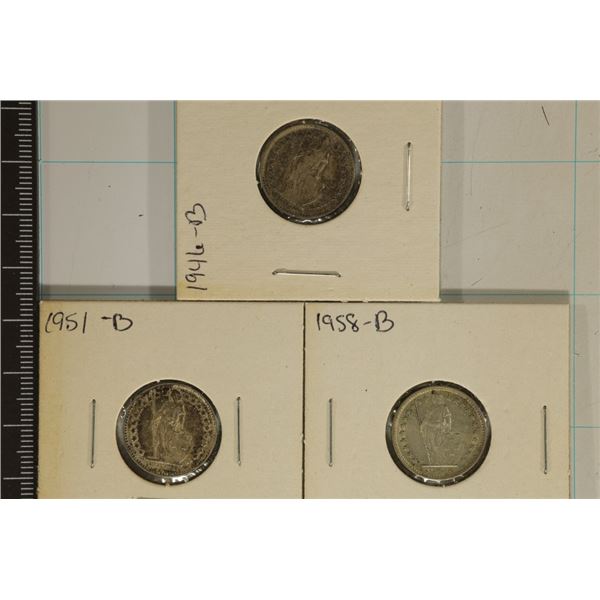 1946-B, 51-B & 1958-B SWITZERLAND SILVER HALF
