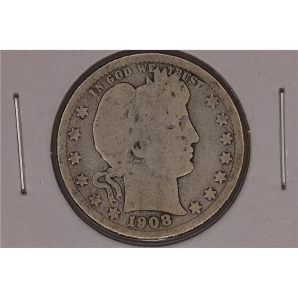 1908-D SILVER BARBER QUARTER