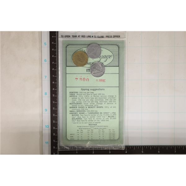 ITALY 3 COIN BON VOYAGE PACK WITH INFO CARD &