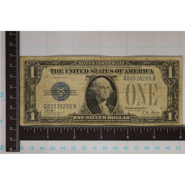 1928-A FUNNY BACK $1 SILVER CERTIFICATE BLUE SEAL