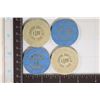 Image 1 : 4-$1 PLASTIC CASINO GAMING CHIPS: 2- CRYSTAL BAY,