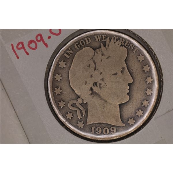 1909-O SILVER BARBER HALF DOLLAR
