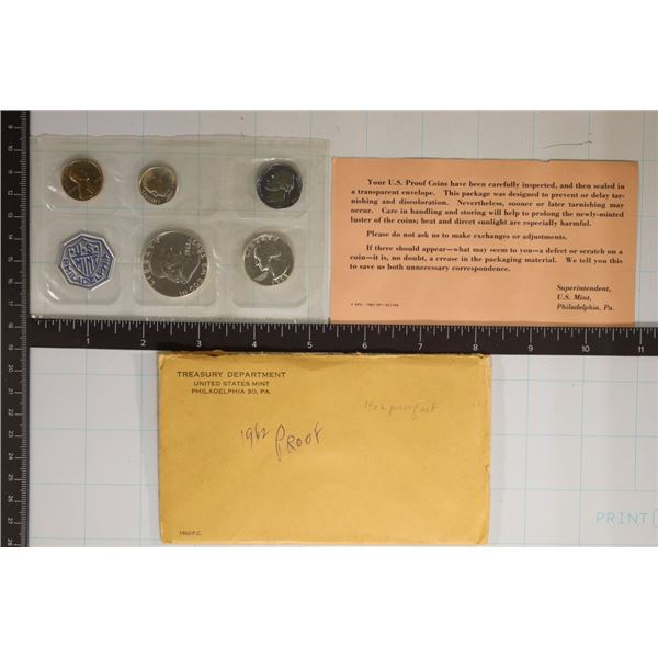 1962 US SILVER PROOF SET (WITH ENVELOPE) AND