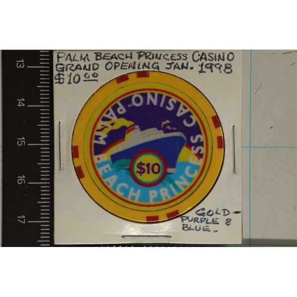 CLAY PALM BEACH PRINCESS CASINO SHIP $10 CHIP