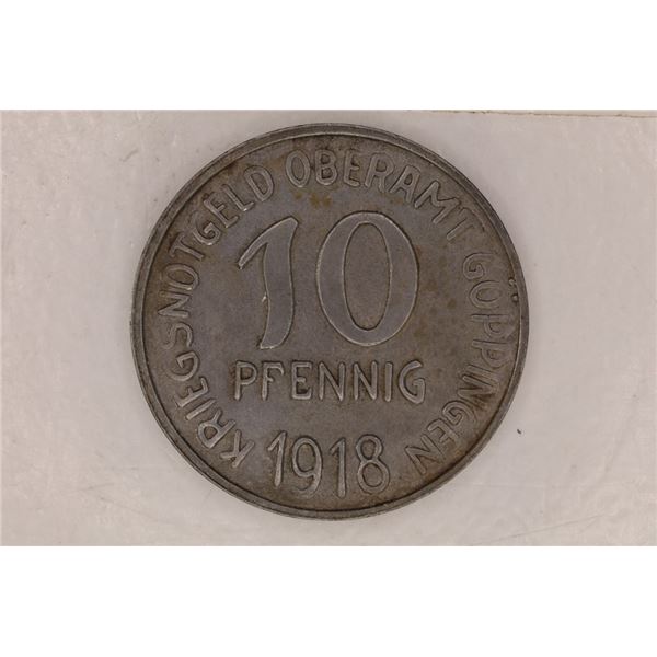 1918 GOPPINGEN GERMAN 10 PFENNIG NOTGELD COIN