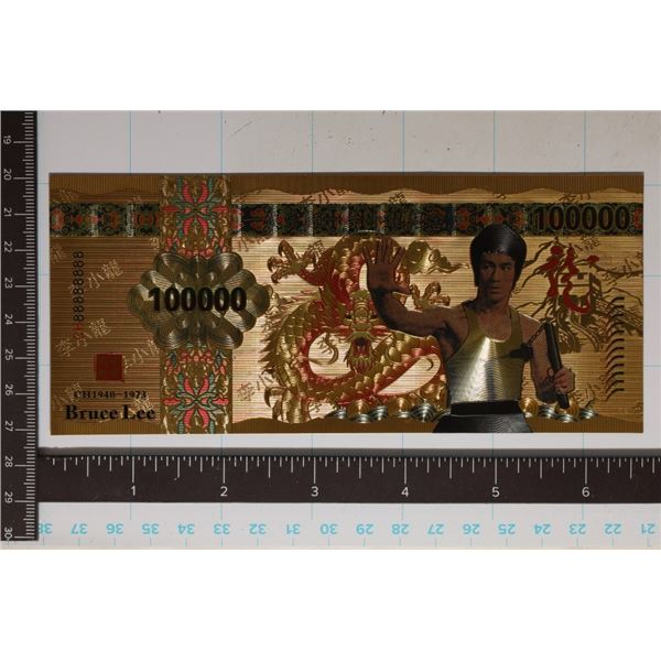 GOLD FOIL BRUCE LEE 100000 BILL #CH88888888