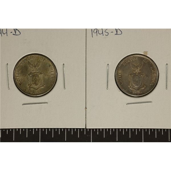 1944-D & 1945-D US/PHILIPPINES SILVER 20 CENTAVOS