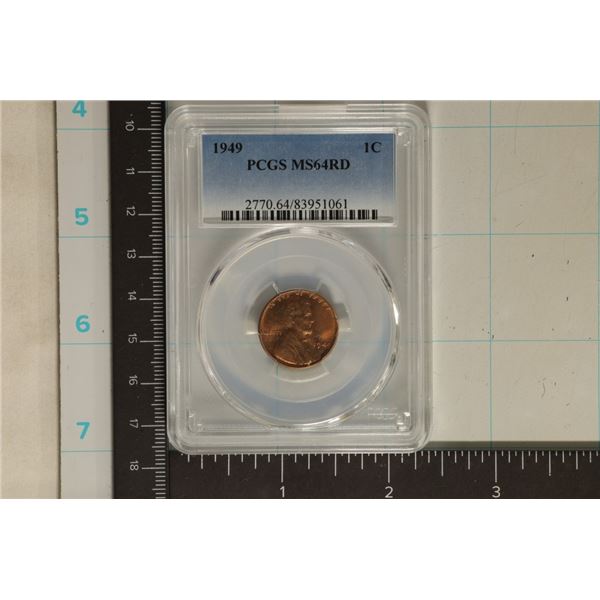 1949 LINCOLN WHEAT CENT PCGS MS64RD