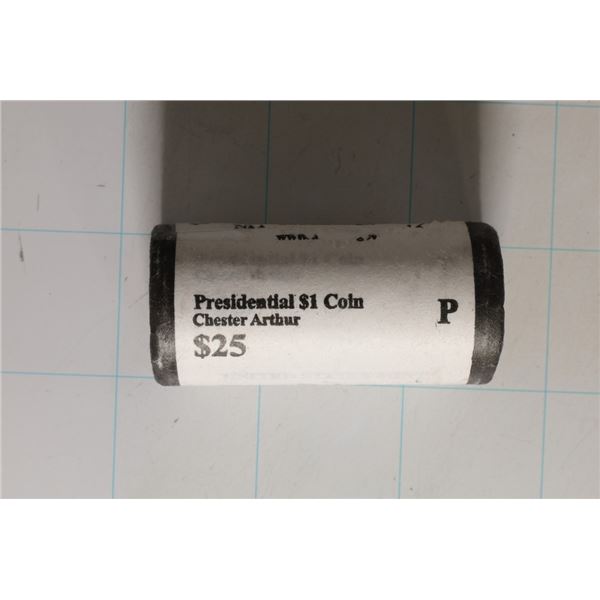 2012-P SOLID DATE $25 ROLL OF CHESTER A ARTHUR UNC