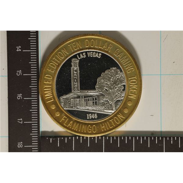 CASINO $10 SILVER TOKEN (UNC) FLAMINGO HILTON