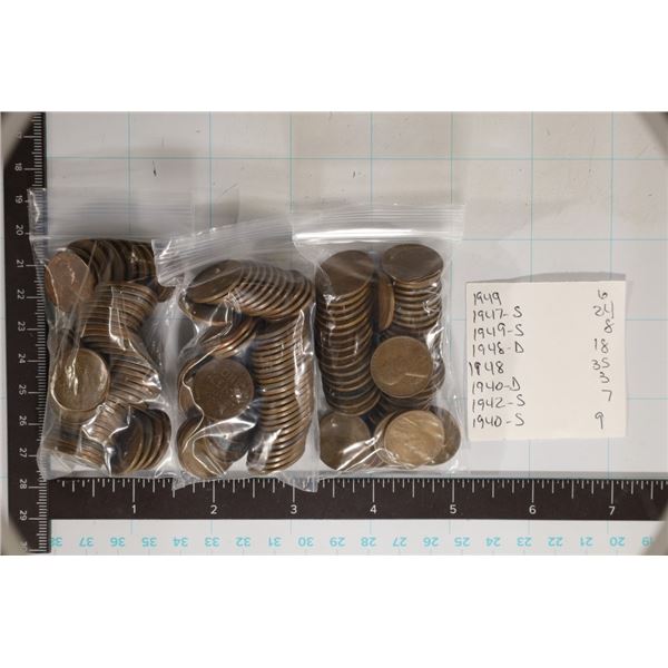 150 ASSORTED 1940'S LINCOLN WHEAT CENTS