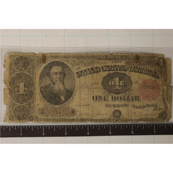 1891-US $1 TREASURY NOTE STAR NOTE LARGE SIZE