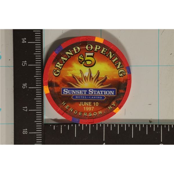 1997 SUNSET STATION HOTEL CASINO $5 CHIP