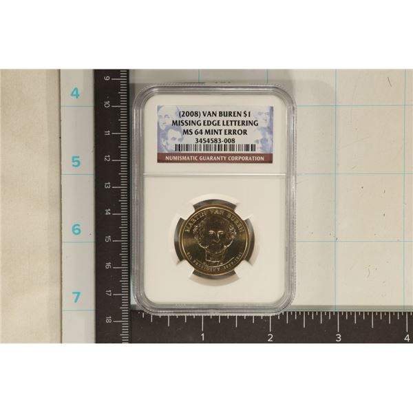 ERROR 2008 VAN BUREN US $1 MISSING EDGE LETTERING