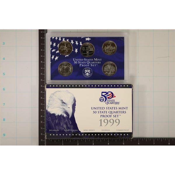 1999 US 50 STATE QUARTERS PROOF SET WITH BOX AND