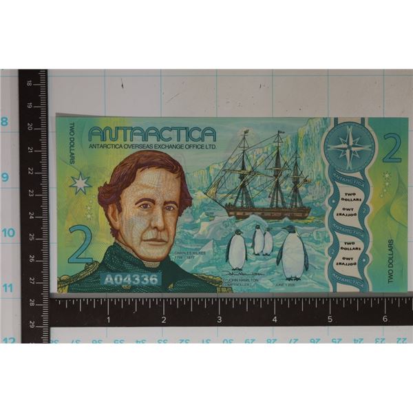 2020-ANTARCTICA POLYMER CU COLORIZED $2 BILL
