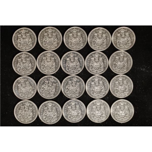20-1968 CANADA UNC 50 CENT COINS