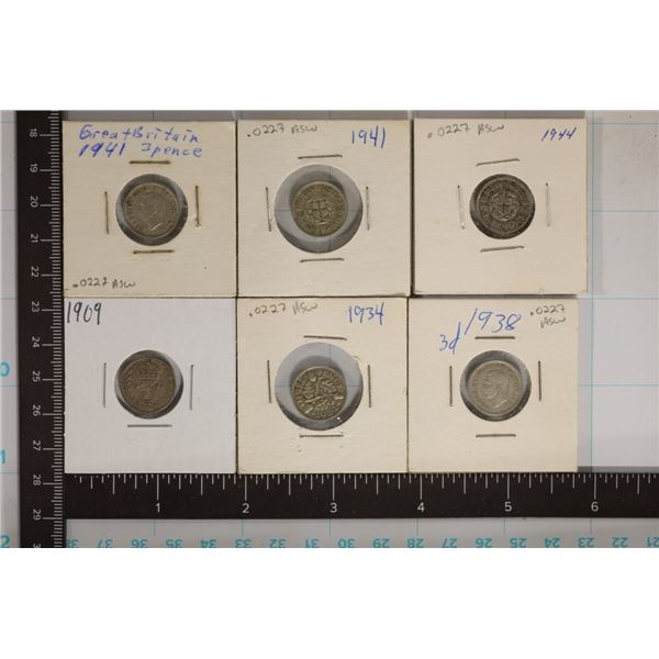 1909, 1934, 1938, 2-1941&1944 GREAT BRITAIN SILVER