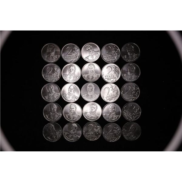 25-2012 RUSSIA 2 RUBLE BRILLIANT UNC COINS.