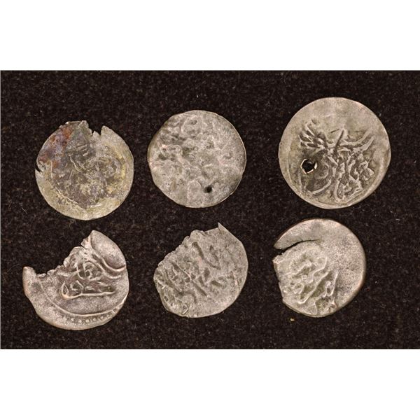 6 SILVER DIME SIZED OTTOMAN EMPIRE PARA COINS:
