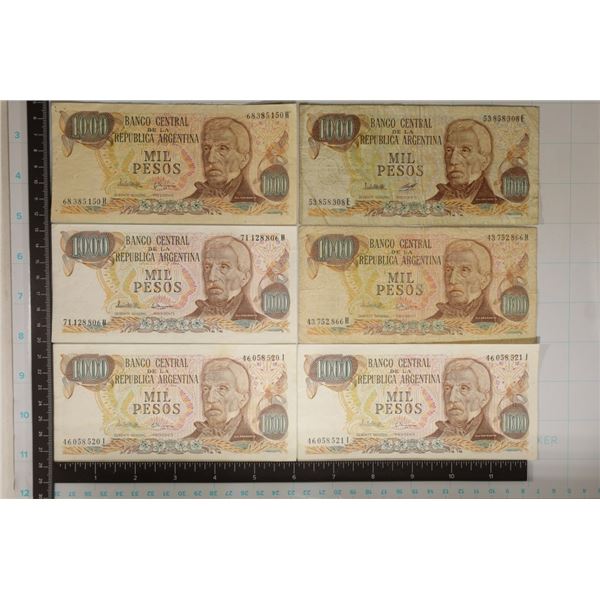 6-ARGENTINA 1000 PESO BILLS: 3 CRISP UNC WITH