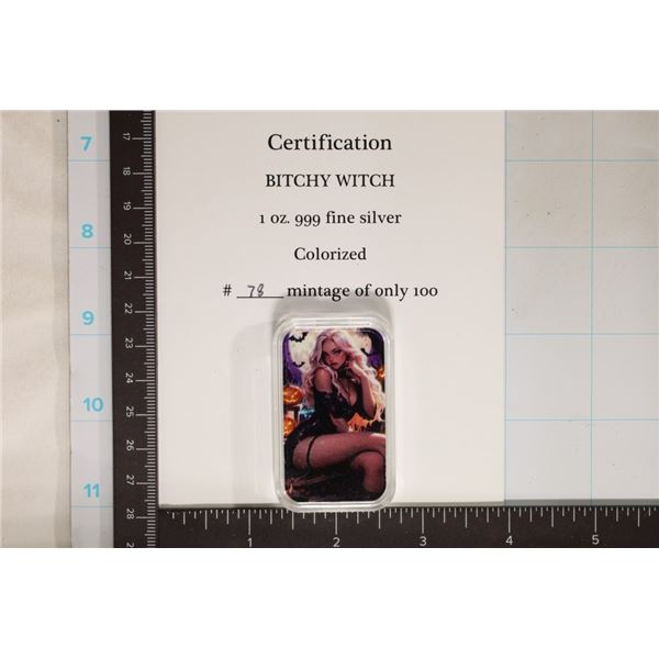 1 TROY OZ .999 FINE SILVER ADULT ART BAR WITH GIRL