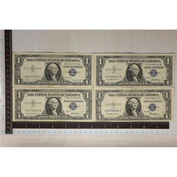 4-US $1 SILVER CERTIFICATES: 1935-F, 2-1957 & 57-A