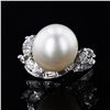 Image 1 : 13.0mm PEAR SHAPE White South Sea Pearl and 1.35 ctw Diamond Platinum Ring