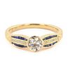 Image 2 : 0.51 ctw K COLOR SI2 CLARITY CENTER Diamond and 0.41 ctw Blue Sapphire 14K Yello