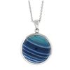 Image 5 : New 14k Gold Round Cabochon Blue Banded Agate Pendant on Adjustable Cable Chain