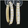 Image 4 : NEW 14k Yellow Gold 0.32 ctw Round Diamond 16.2mm Snap Clasp Huggie Hoop Earring