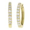 Image 5 : NEW 14k Yellow Gold 0.32 ctw Round Diamond 16.2mm Snap Clasp Huggie Hoop Earring