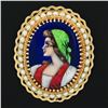 Image 2 : Vintage 14k Gold French Hand Painted Porcelain Portrait Pearl Pin Brooch Pendant