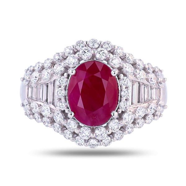 2.58 ctw BURMESE Ruby and 1.28 ctw Diamond Platinum Ring (GIA CERTIFIED)