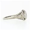 Image 5 : Antique Art Deco 18k White Gold.21 ctw Diamond Solitaire Filigree Engagement Rin