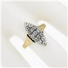 Image 3 : Antique Victorian Gold 1.6 ctw Old Mine Cut Diamond Navette Marquise Cocktail Ri