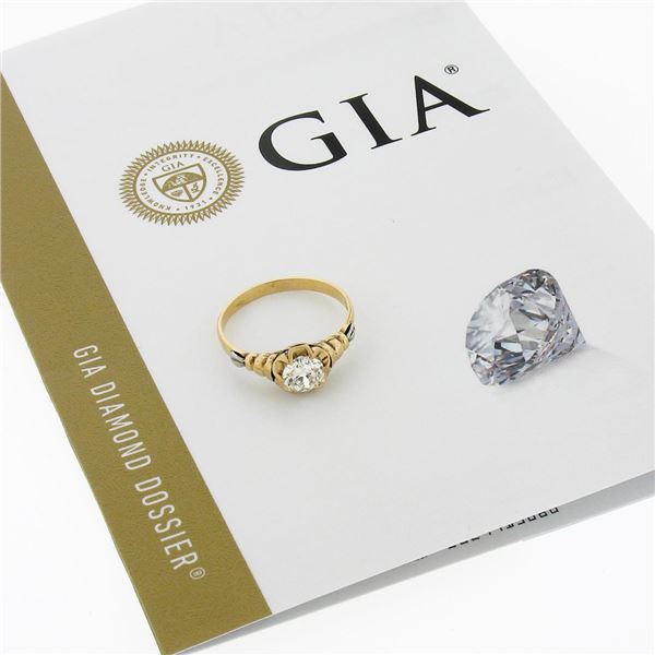 Antique Victorian 18k Gold GIA European Diamond Flower Basket Engagement Ring