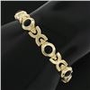 Image 3 : Vintage Solid 14k Yellow Gold Round Bezel Set Black Onyx Geometric Link Bracelet